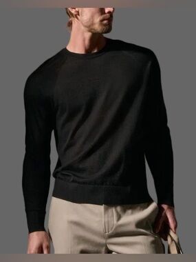 JAMES PERSE | Ultra Fine Cashmere Raglan Crew | Black Size 3 = Large